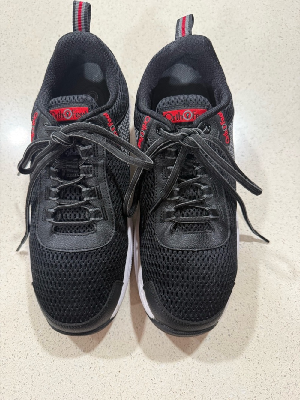 Men's Black Athletic Lace-Up Sneakers with Red Accents